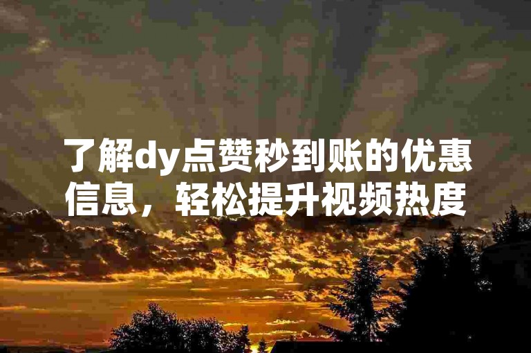 了解dy点赞秒到账的优惠信息，轻松提升视频热度。