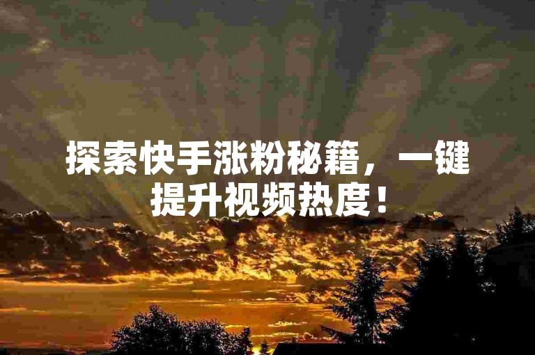 探索快手涨粉秘籍，一键提升视频热度！