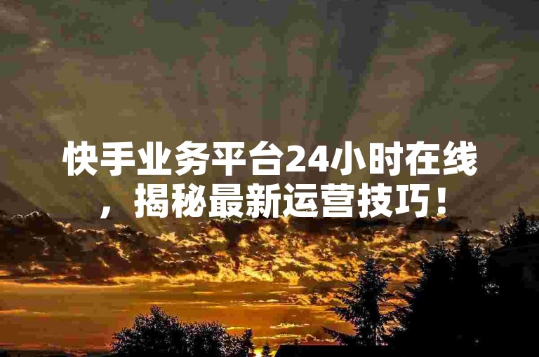 快手业务平台24小时在线，揭秘最新运营技巧！