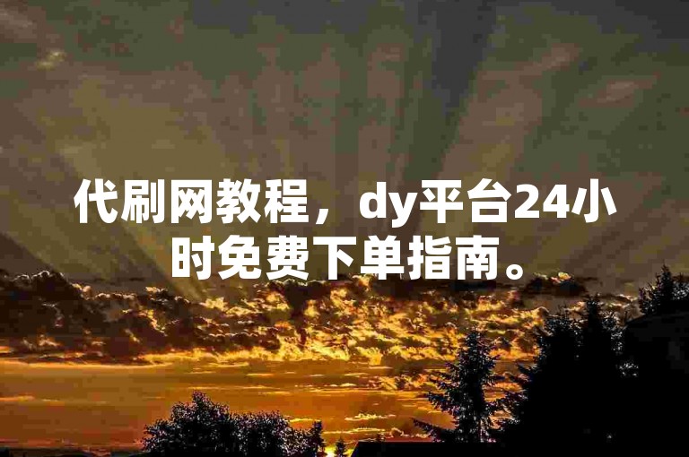 代刷网教程，dy平台24小时免费下单指南。