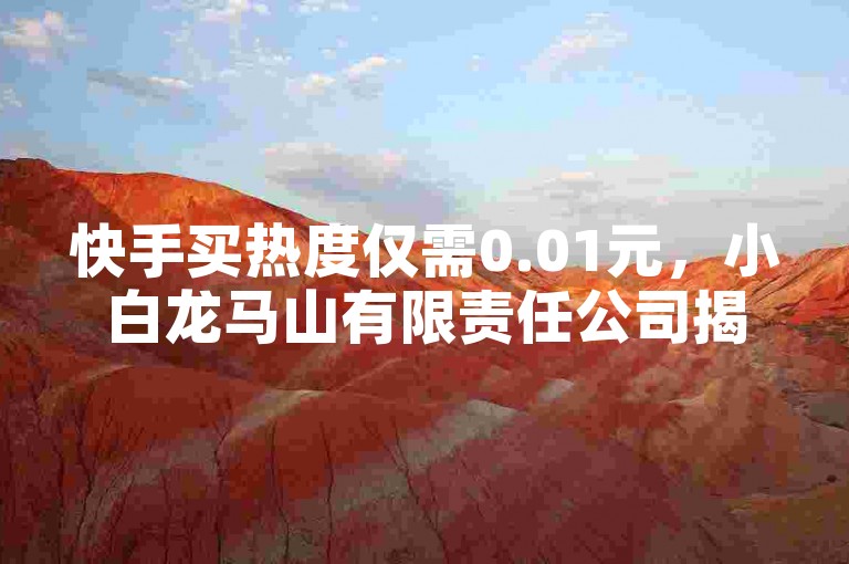 快手买热度仅需0.01元，小白龙马山有限责任公司揭秘限时抢购！