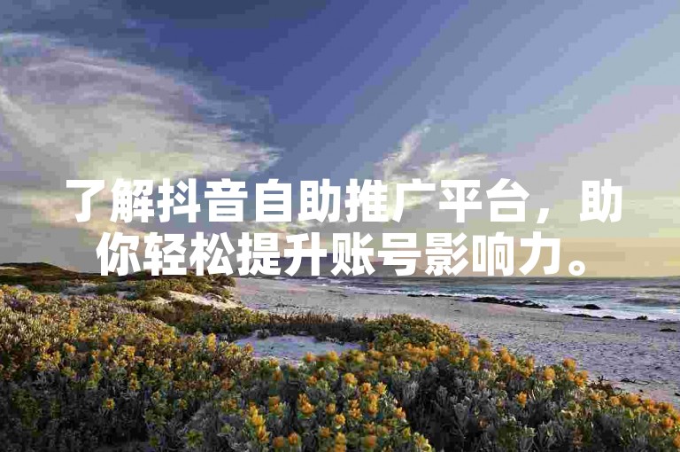 了解抖音自助推广平台，助你轻松提升账号影响力。