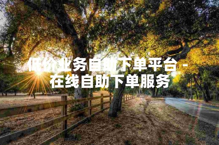 低价业务自助下单平台 - 在线自助下单服务