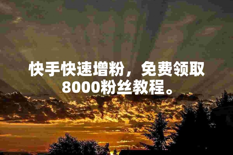 快手快速增粉，免费领取8000粉丝教程。