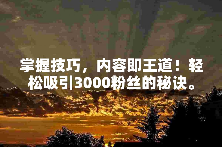 掌握技巧，内容即王道！轻松吸引3000粉丝的秘诀。