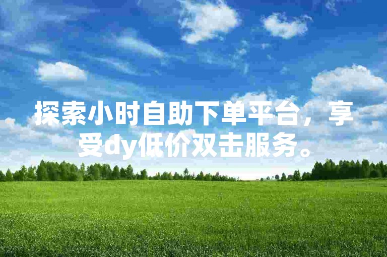 探索小时自助下单平台，享受dy低价双击服务。