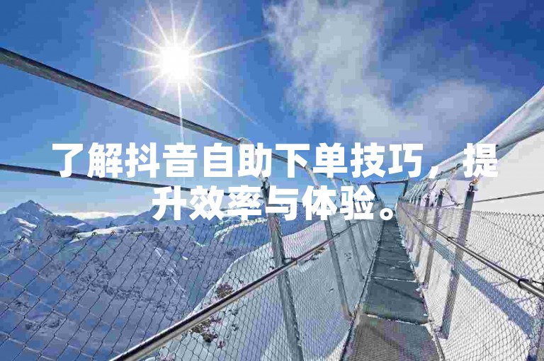 了解抖音自助下单技巧，提升效率与体验。