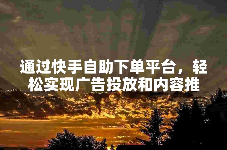 通过快手自助下单平台，轻松实现广告投放和内容推广。