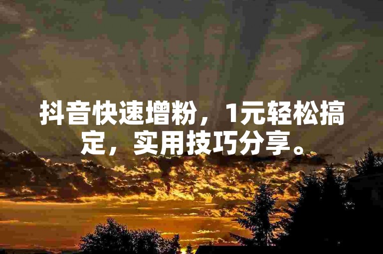 抖音快速增粉，1元轻松搞定，实用技巧分享。