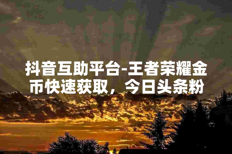 抖音互助平台-王者荣耀金币快速获取，今日头条粉丝服务优惠。