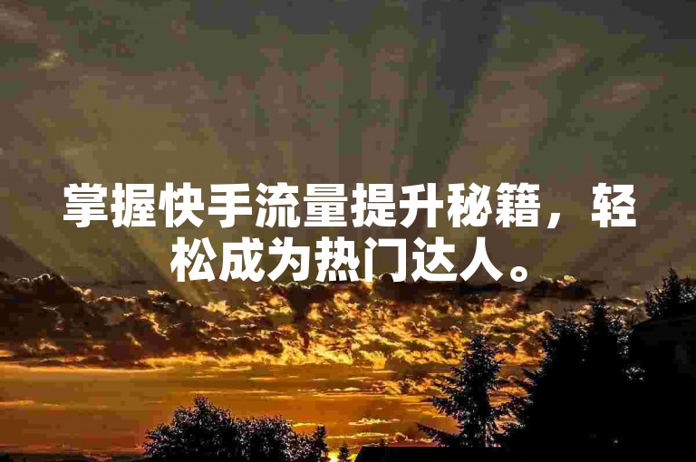 掌握快手流量提升秘籍，轻松成为热门达人。