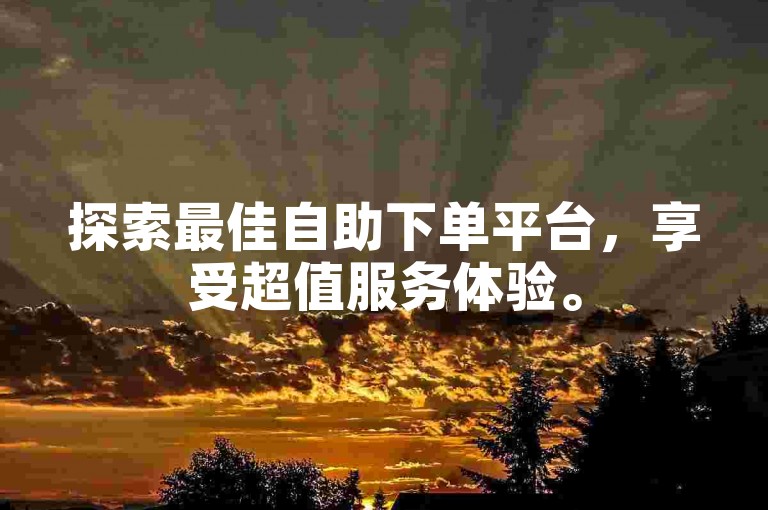 探索最佳自助下单平台，享受超值服务体验。