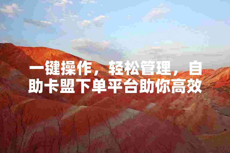 一键操作，轻松管理，自助卡盟下单平台助你高效运营。