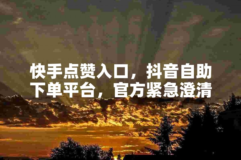 快手点赞入口，抖音自助下单平台，官方紧急澄清！
