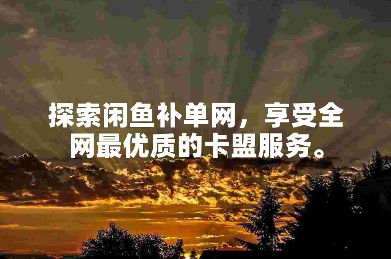 探索闲鱼补单网，享受全网最优质的卡盟服务。
