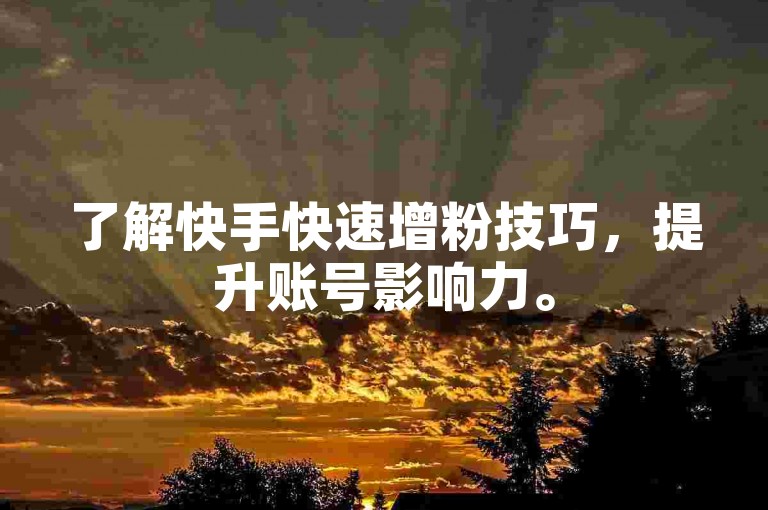 了解快手快速增粉技巧，提升账号影响力。