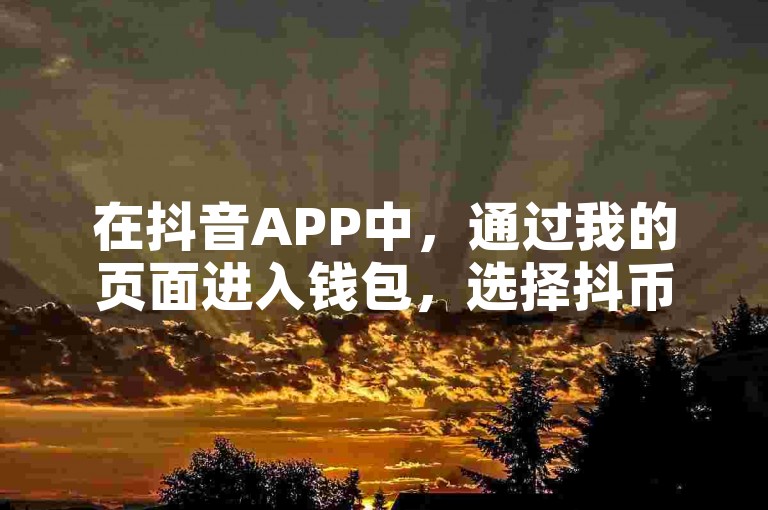 在抖音APP中，通过我的页面进入钱包，选择抖币充值，然后点击微信支付即可轻松完成。