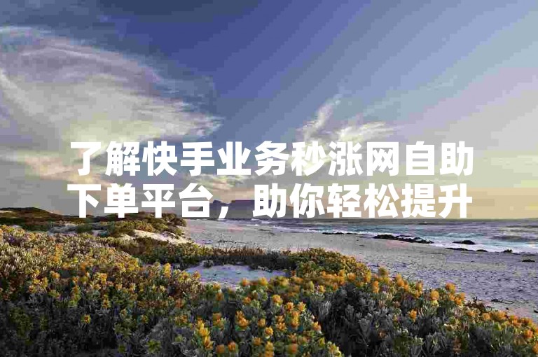 了解快手业务秒涨网自助下单平台，助你轻松提升人气。
