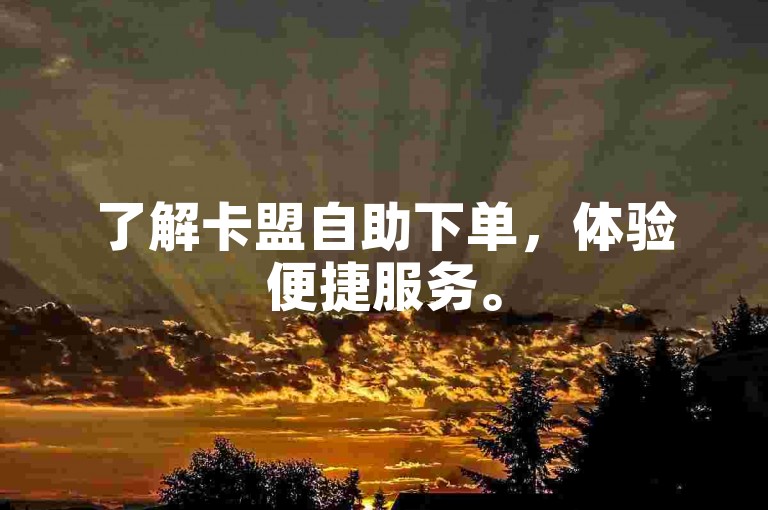 了解卡盟自助下单，体验便捷服务。