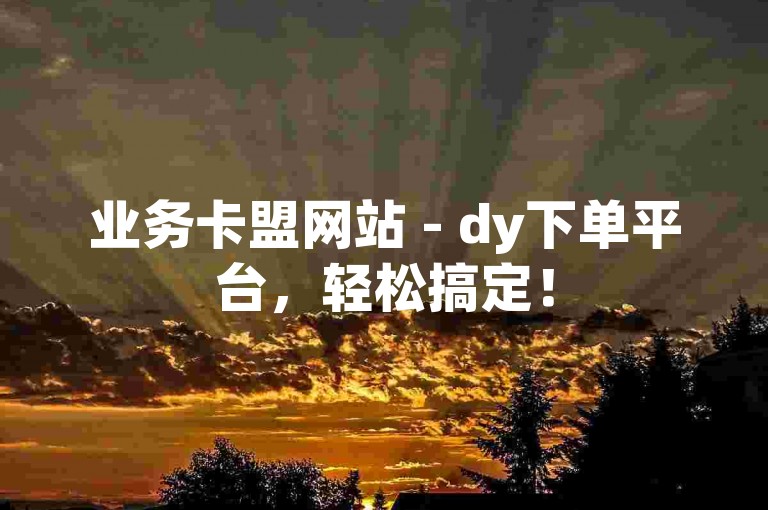业务卡盟网站 - dy下单平台，轻松搞定！