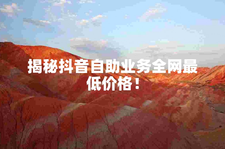 揭秘抖音自助业务全网最低价格！