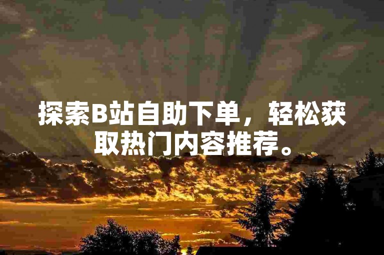探索B站自助下单，轻松获取热门内容推荐。