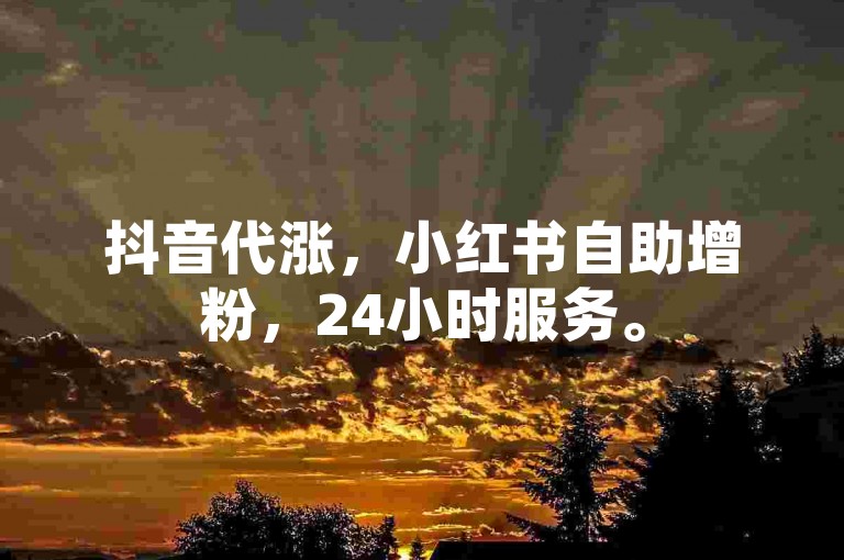 抖音代涨，小红书自助增粉，24小时服务。