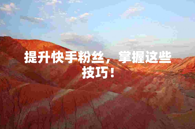 提升快手粉丝，掌握这些技巧！