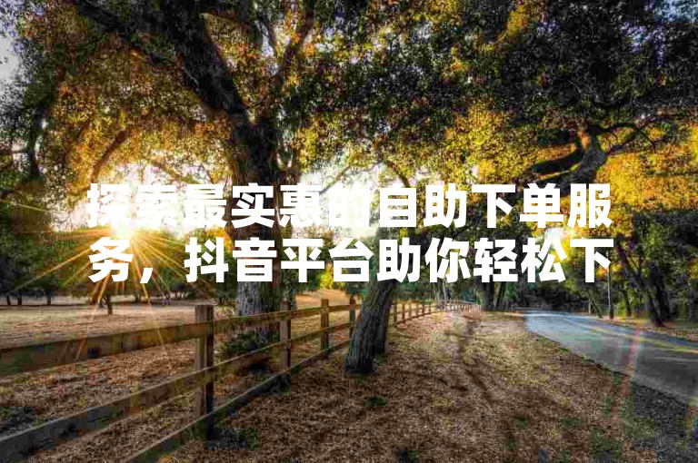 探索最实惠的自助下单服务，抖音平台助你轻松下单。