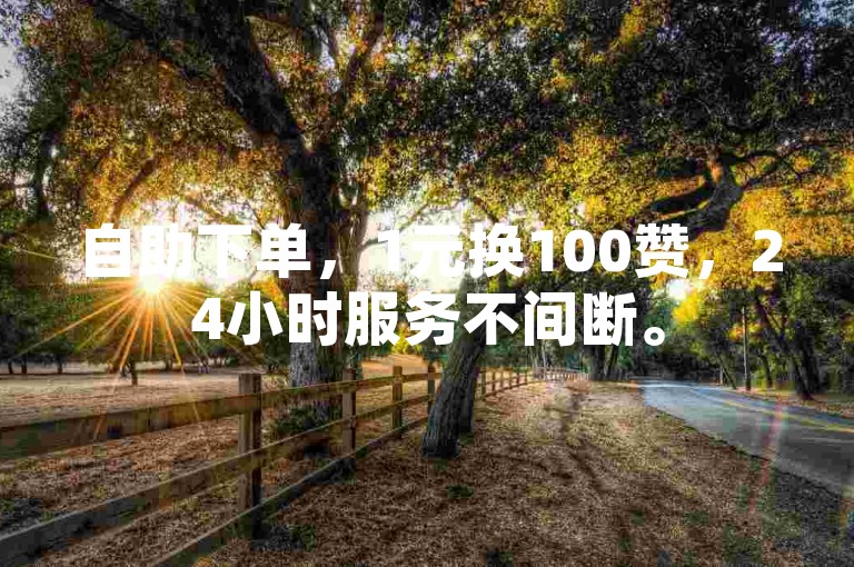 自助下单，1元换100赞，24小时服务不间断。