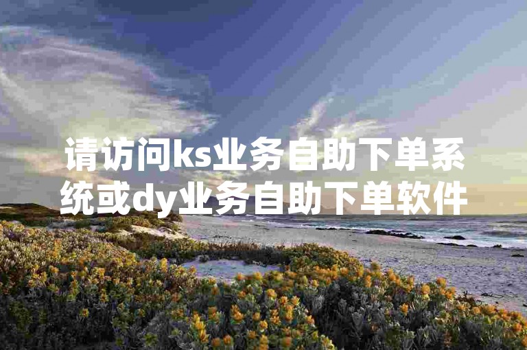 请访问ks业务自助下单系统或dy业务自助下单软件进行操作。