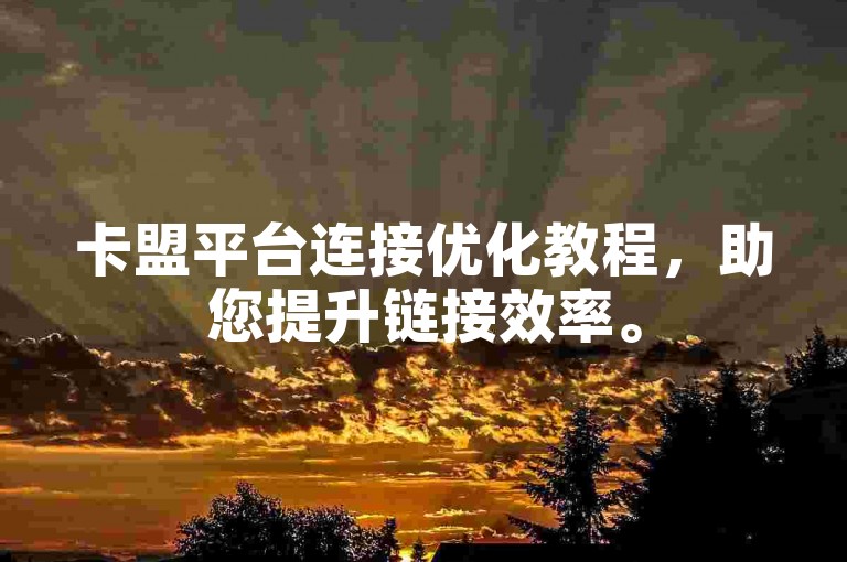 卡盟平台连接优化教程，助您提升链接效率。