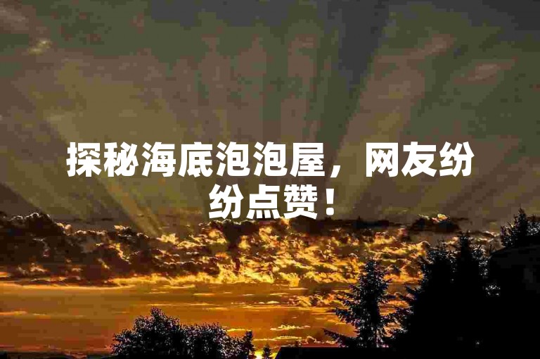 探秘海底泡泡屋，网友纷纷点赞！