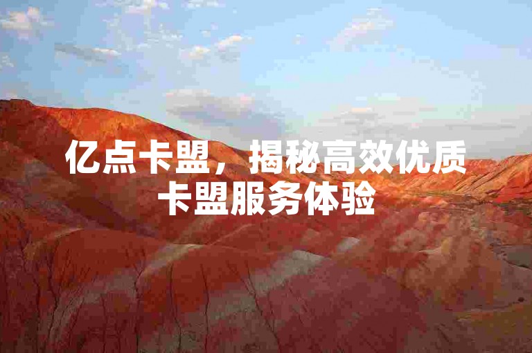 亿点卡盟，揭秘高效优质卡盟服务体验