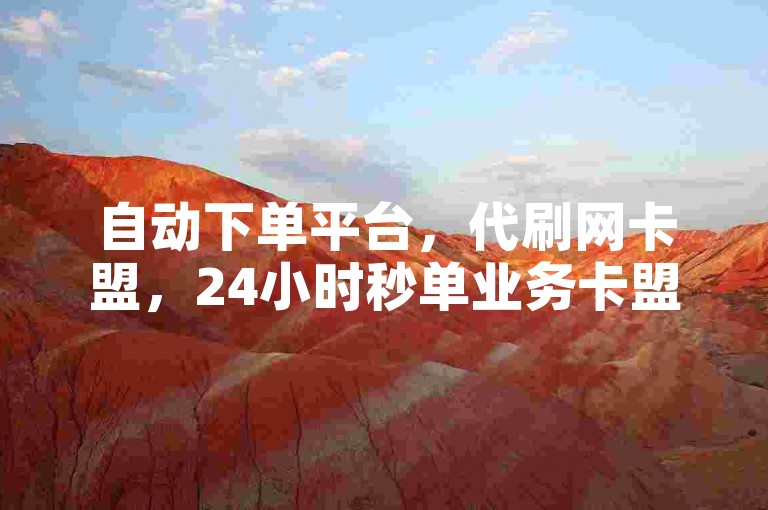 自动下单平台，代刷网卡盟，24小时秒单业务卡盟。