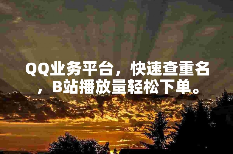 QQ业务平台，快速查重名，B站播放量轻松下单。