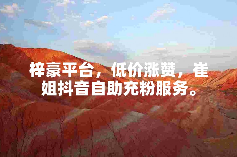 梓豪平台，低价涨赞，崔姐抖音自助充粉服务。