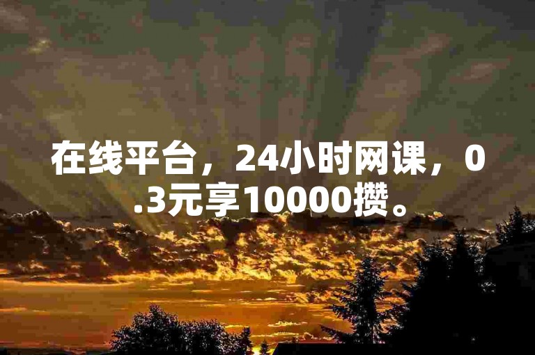 在线平台，24小时网课，0.3元享10000攒。