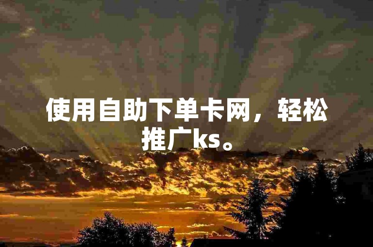 使用自助下单卡网，轻松推广ks。