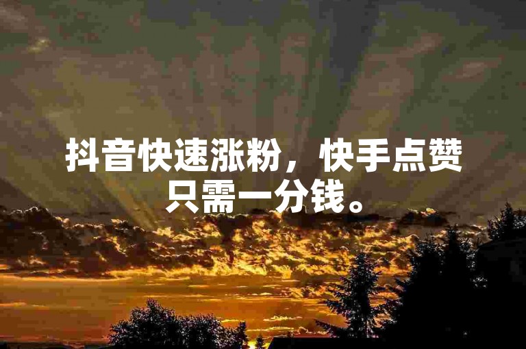 抖音快速涨粉，快手点赞只需一分钱。