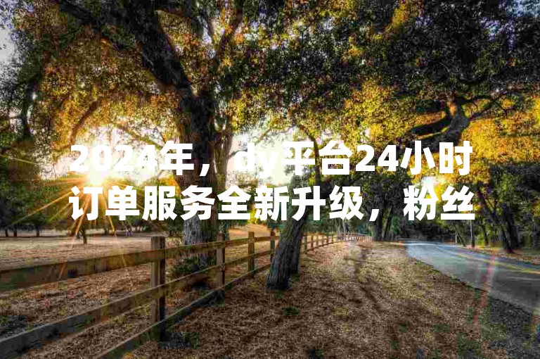 2024年，dy平台24小时订单服务全新升级，粉丝必知！