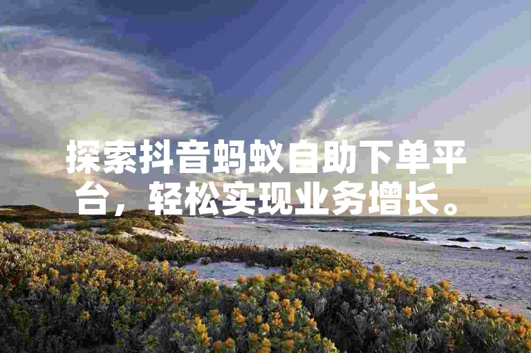 探索抖音蚂蚁自助下单平台，轻松实现业务增长。