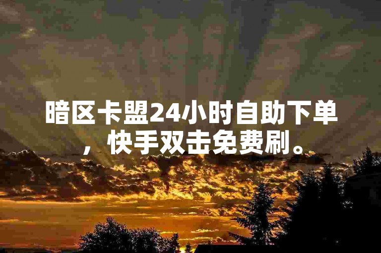 暗区卡盟24小时自助下单，快手双击免费刷。