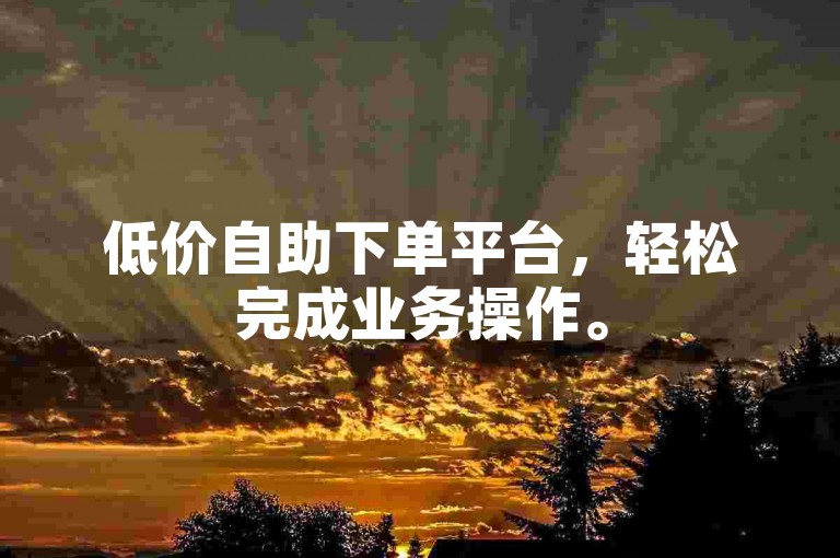 低价自助下单平台，轻松完成业务操作。