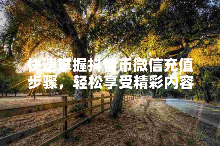 快速掌握抖音币微信充值步骤，轻松享受精彩内容。