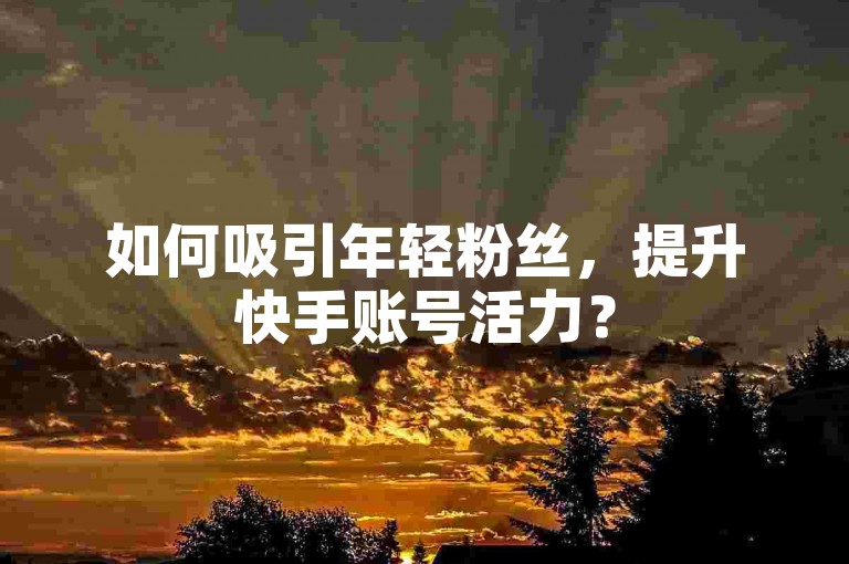 如何吸引年轻粉丝，提升快手账号活力？