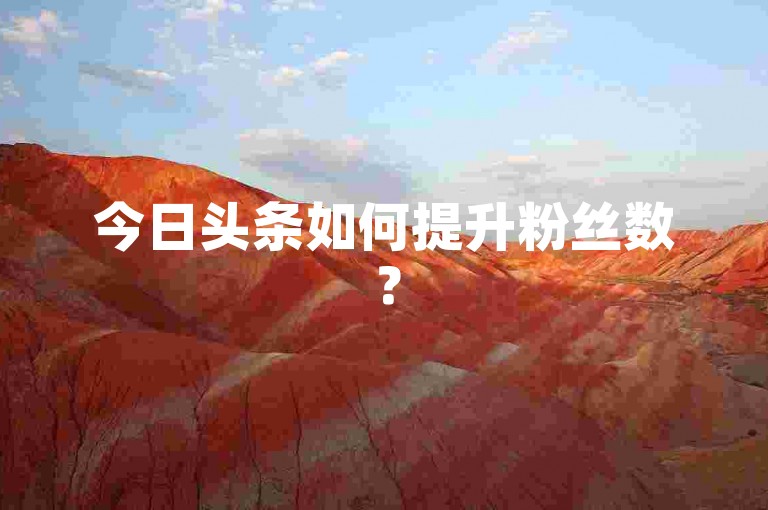 今日头条如何提升粉丝数？