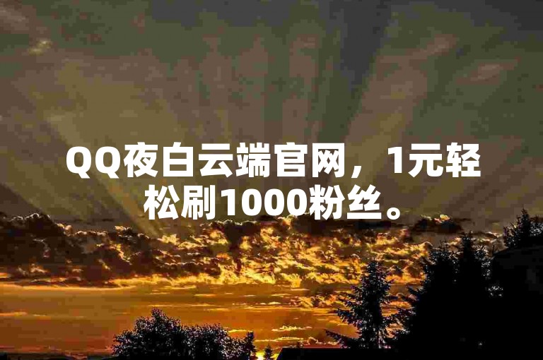 QQ夜白云端官网，1元轻松刷1000粉丝。