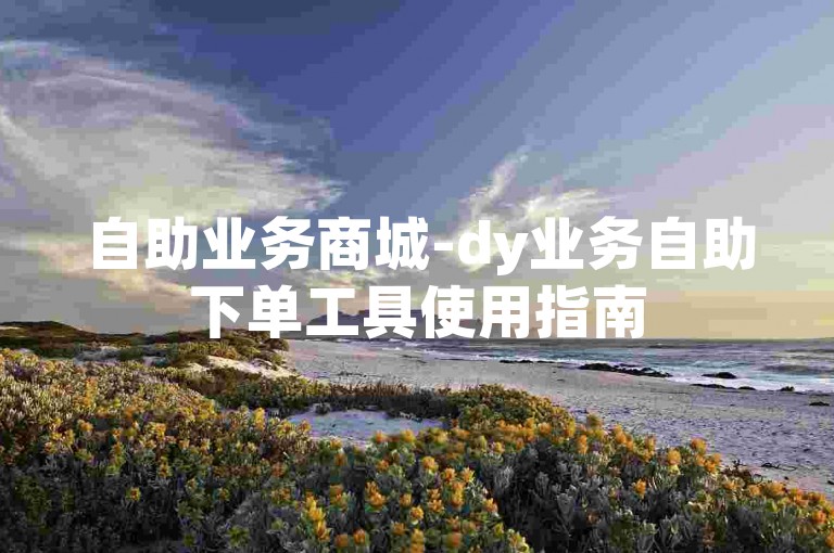 自助业务商城-dy业务自助下单工具使用指南