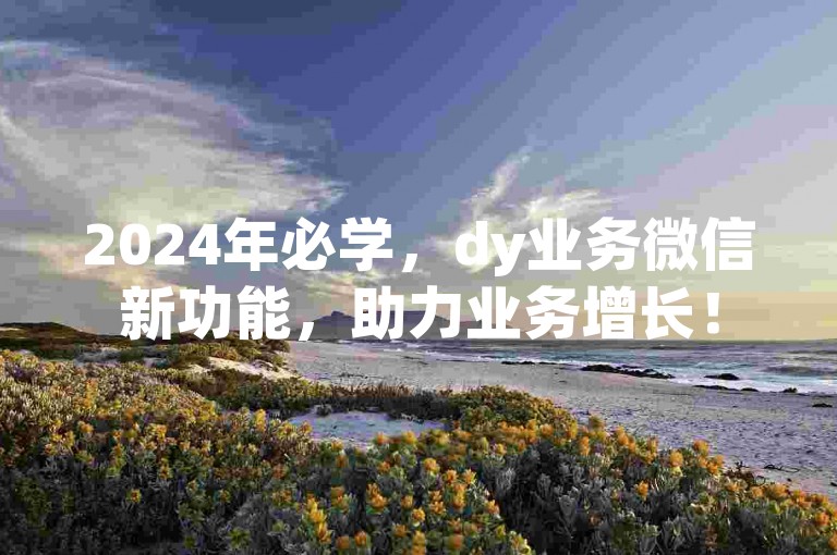 2024年必学，dy业务微信新功能，助力业务增长！